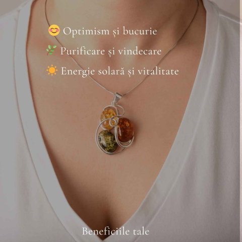 Colier Argint 925 cu Chihlimbar in 3 Culori Floare – Energie si Feminitate [2]