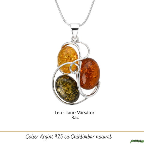 Colier Argint 925 cu Chihlimbar in 3 Culori Floare – Energie si Feminitate [4]