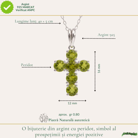Colier Argint 925 cu Peridot Cruce – Echilibru si Energie Pozitiva [3]
