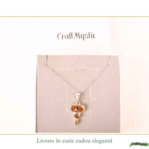Colier Argint 925 cu Triplu Citrin – Energie, Abundenta si Lumina Interioara [5]