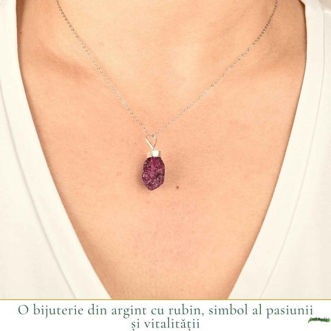 Colier Argint 925 cu Rubin Brut – Energie, Pasiune si Putere Interioara [1]
