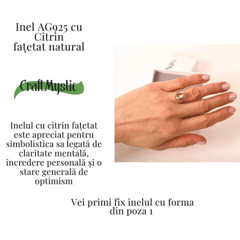 Inel din argint 925 cu citrin fatetat, simbol al claritatii si optimismului interior [2]