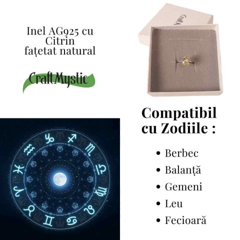 Inel din argint 925 cu citrin fatetat, simbol al claritatii si optimismului interior [4]