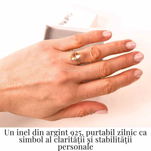 Inel din argint 925 cu citrin fatetat, simbol al claritatii si optimismului interior [1]