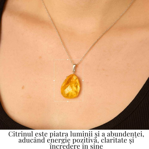 Colier Argint 925 cu Citrin Lacrima – Lumina, Prosperitate si Energie Pozitiva [1]