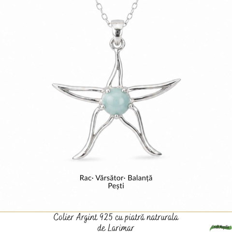 Colier Argint 925 cu Larimar Stea de Mare – Calm si Energie Feminina [4]