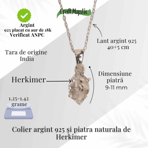 Colier Argint 925 cu Cristal Herkimer – Lumina Interioara si Claritate Divina [4]