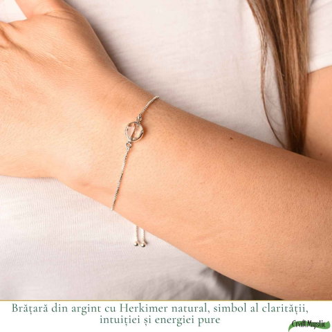 Bratara Argint 925 cu Herkimer Natural Neuniform – Claritate si Intuitie Autentica [1]
