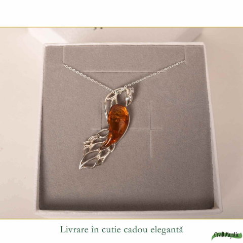 Colier argint 925 cu paun si chihlimbar natural – Energie solara si protectie [5]