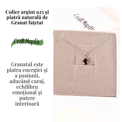 Colier Argint 925 cu Granat Oval fatetat– Pasiune, Curaj si Energie Interioara [2]