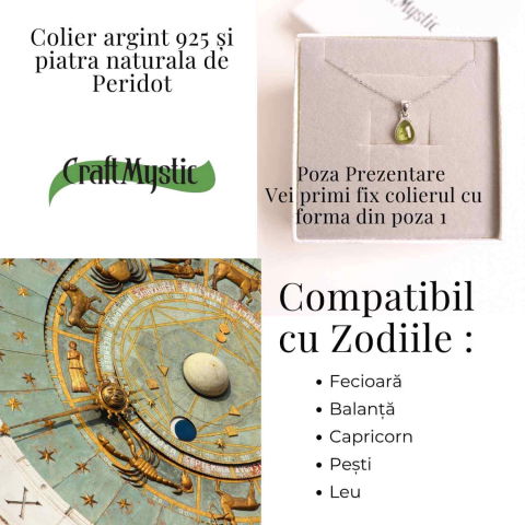 Colier Argint 925 cu Peridot Natural in Forma de Lacrima – Lumina, Vindecare si Armonie Interioara [2]
