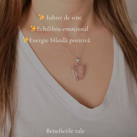 Colier Cuart Roz neregulat din Argint 925 – iubire de sine si echilibru emotional [2]