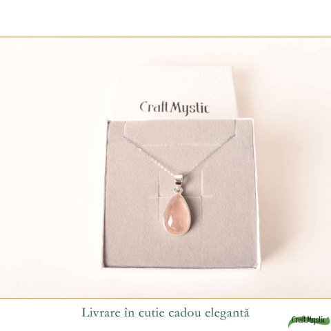 Colier argint 925 cu Cuart Roz lacrima – iubire de sine si echilibru emotional [5]