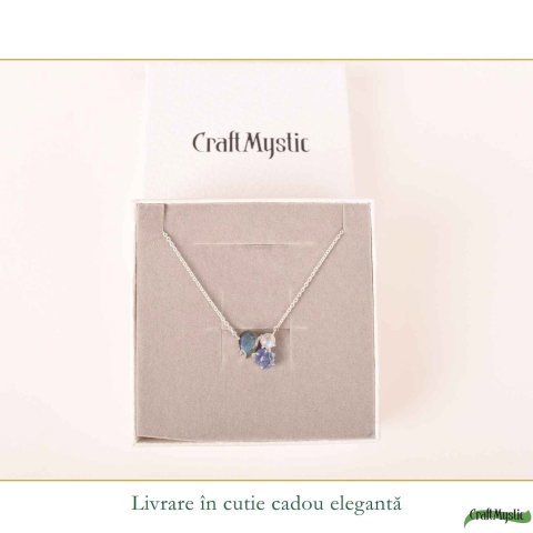 Colier Argint 925 cu Labradorit, Tanzanit Si Piatra Lunii – Intuitie si Echilibru [5]