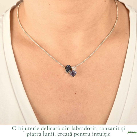 Colier Argint 925 cu Labradorit, Tanzanit Si Piatra Lunii – Intuitie si Echilibru [1]