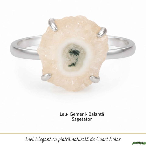Inel Argint 925 cu Cuart Solar Neuniform – Energie Si Eleganta Naturala [4]