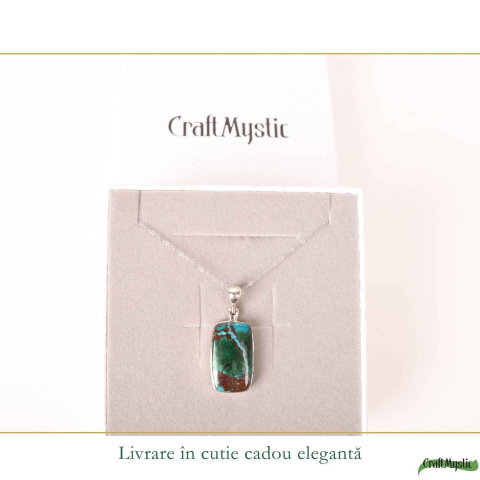 Colier Argint 925 cu Crisocola Dreptunghi – Calm si Armonie Interioara [5]