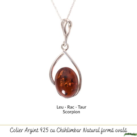 Colier argint 925 cu lacrima si chihlimbar oval natural – Energie solara si protectie [4]