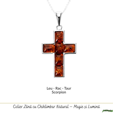 Colier Argint 925 cu Cruce Mare din Chihlimbar Natural – Protectie si Energie Luminoasa [4]