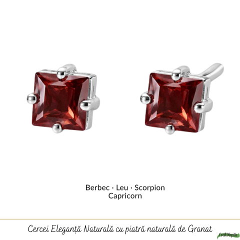 Cercei Argint 925 cu Granat fatetat Patrat – Energie, Pasiune si Incredere [4]