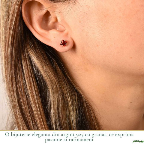 Cercei Argint 925 cu Granat fatetat Patrat – Energie, Pasiune si Incredere [1]