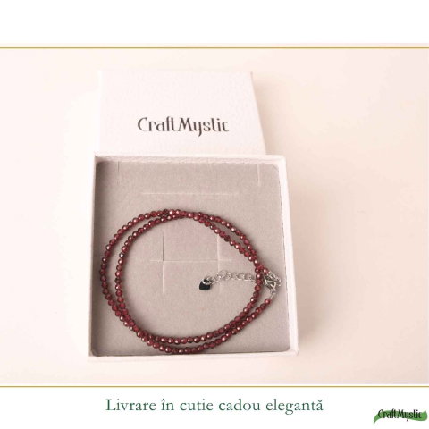 Colier fin la Baza Gatului Tip Choker cu Granat Fatetat 3 mm – Eleganta Naturala [5]