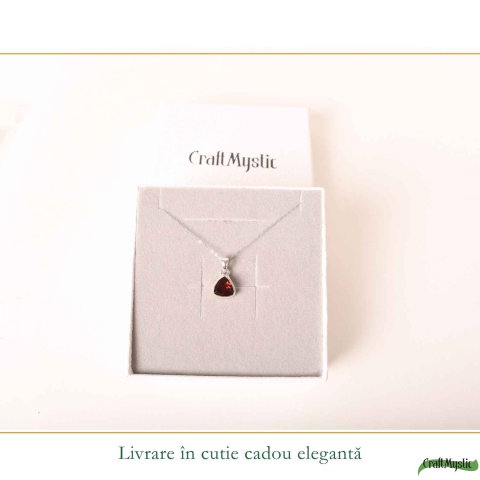 Colier Argint 925 cu Granat Triunghi – Putere si Echilibru Interior [5]