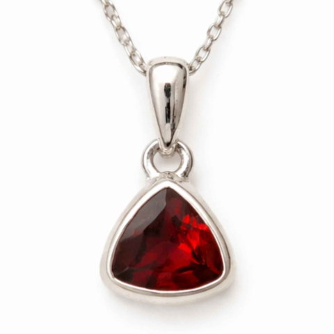 Granat - Colier Argint 925 cu Granat Triunghi – Putere si Echilibru Interior