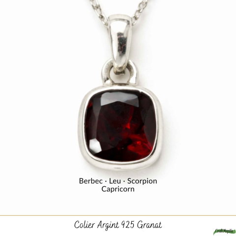 Colier Argint 925 cu Granat Patrat – Stabilitate si Energie Interioara [4]