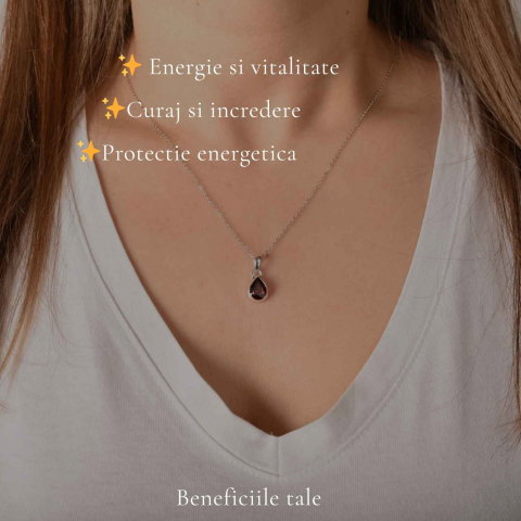 Colier Argint 925 cu Granat Lacrima – Energie si Feminitate Profunda [2]