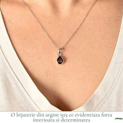 Colier Argint 925 cu Granat Lacrima – Energie si Feminitate Profunda [1]