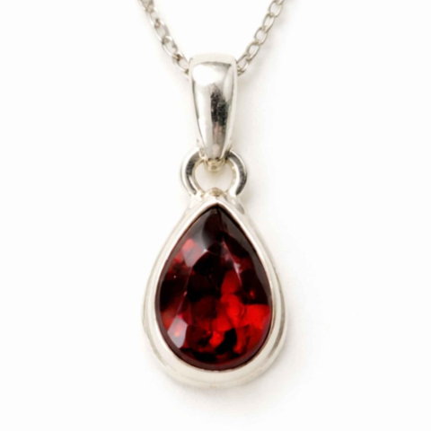 Granat - Colier Argint 925 cu Granat Lacrima – Energie si Feminitate Profunda