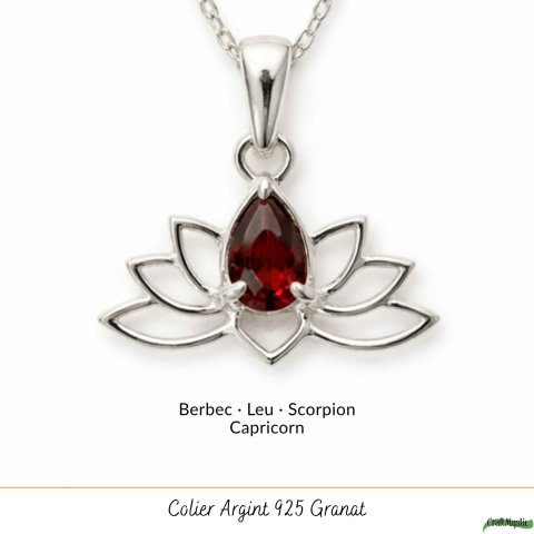 Colier Argint 925 cu Granat Lotus – Energie si Renastere Interioara [4]
