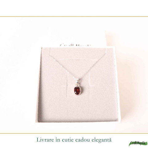 Colier Argint 925 cu Granat Oval – Energie si Stabilitate Interioara [5]