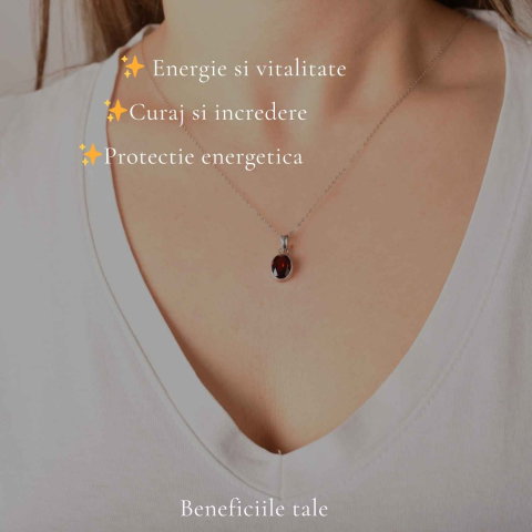 Colier Argint 925 cu Granat Oval – Energie si Stabilitate Interioara [2]