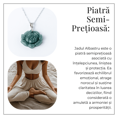 Colier Argint 925 cu Jad Albastru Guatemala in Forma de Floare de Lotus – Puritate si Armonie Interioara [5]