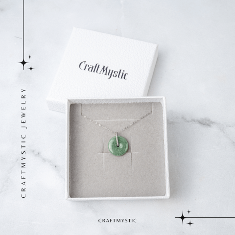 Colier Argint 925 cu Jadit Natural Rusesc in Forma Rotunda – Echilibru, Noroc si Protectie Spirituala [6]