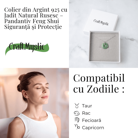 Colier Argint 925 cu Jadit Natural Rusesc in Forma Rotunda – Echilibru, Noroc si Protectie Spirituala [3]