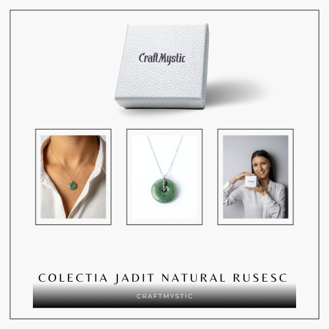 Colier Argint 925 cu Jadit Natural Rusesc in Forma Rotunda – Echilibru, Noroc si Protectie Spirituala [7]