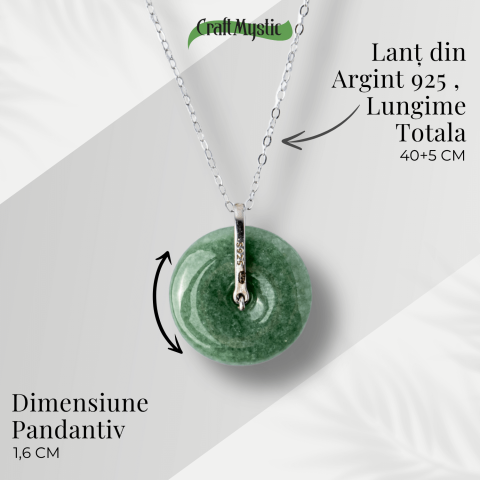 Colier Argint 925 cu Jadit Natural Rusesc in Forma Rotunda – Echilibru, Noroc si Protectie Spirituala [4]