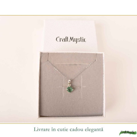 Colier Argint 925 cu Kianit Verde Fatetat Patrat – Echilibru si Claritate [5]
