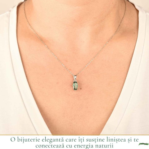 Colier Argint 925 cu Kianit Verde Fatetat – Echilibru si Claritate [1]