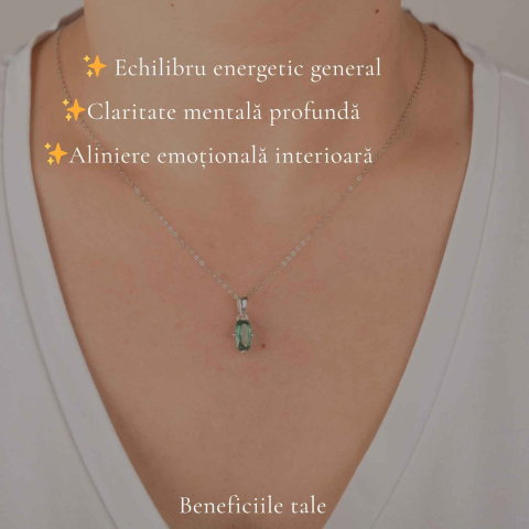 Colier Argint 925 cu Kianit Verde Fatetat – Echilibru si Claritate [2]