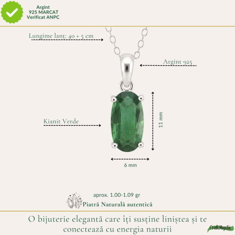 Colier Argint 925 cu Kianit Verde Fatetat – Echilibru si Claritate [3]