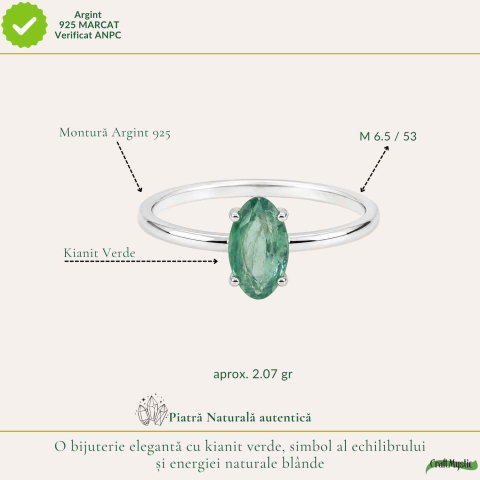 Inel Argint 925 cu Kianit Verde Fatetat – Echilibru si Eleganta Delicata [3]