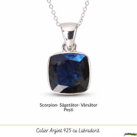 Colier Argint 925 cu Labradorit Fațetat Patrat – Claritate si Protectie [4]