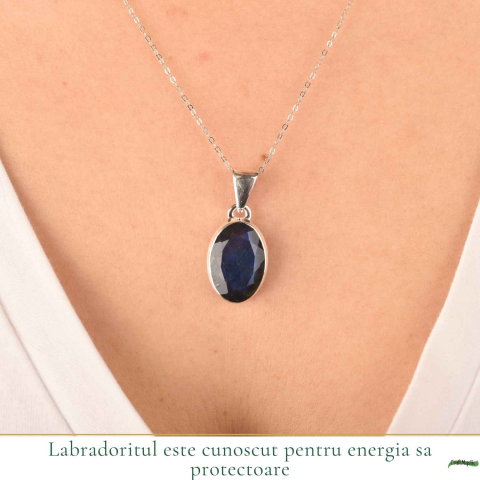 Colier Argint 925 cu Labradorit Fatetat Oval – Intuitie si Protectie [1]