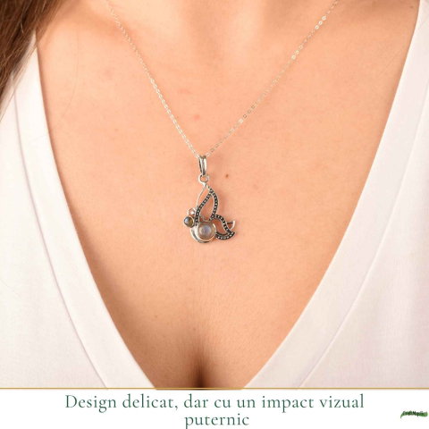 Colier Argint 925 in forma de Fluture cu Labradorit – Transformare si Intutie [1]