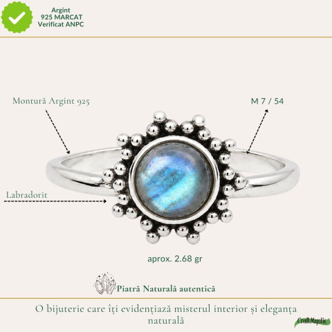 Inel argint 925 cu Labradorit floare – protectie si energie misterioasa [3]