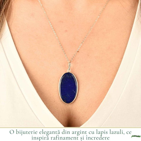 Colier argint 925 cu Lapis Lazuli oval – Claritate mentala si comunicare autentica [1]